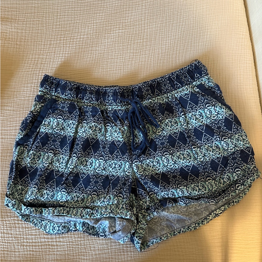 Blue and White Patterned Shorts